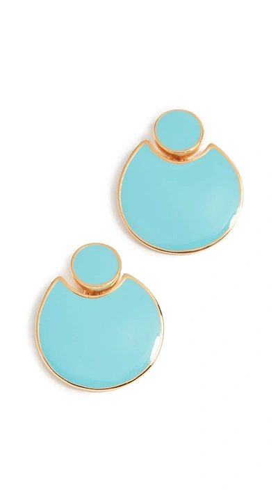 Shop Kenneth Jay Lane Polished Doorknocker Earrings In Turquoise