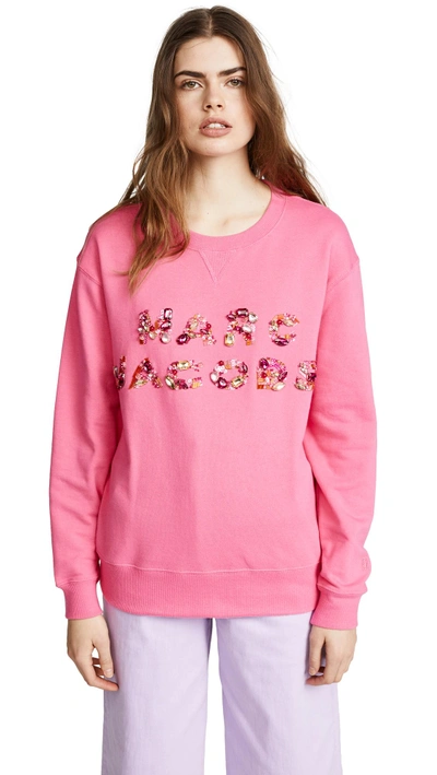 Shop Marc Jacobs Lux Embellished Sweatshirt In Hot Pink