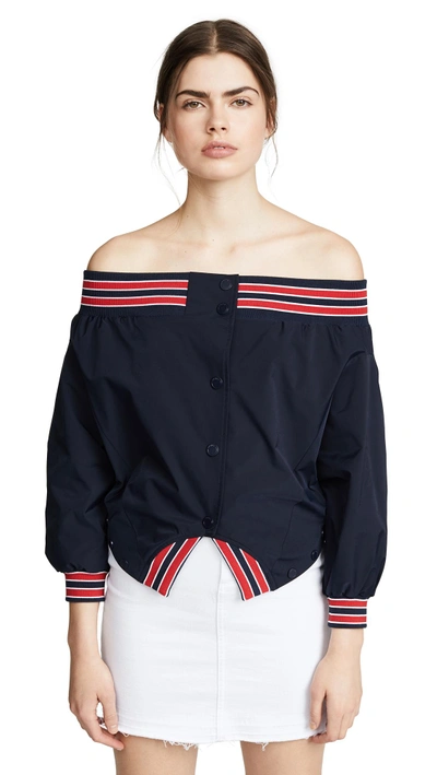 Shop Monse Nylon Upside Down Jacket In Navy