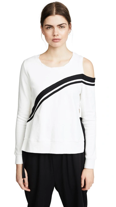 Shop Pam & Gela Cold Shoulder Sweatshirt In White