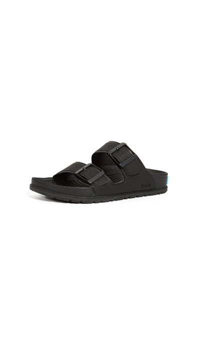 Shop People Footwear Lennon Buckle Slides In Really Black/really Black