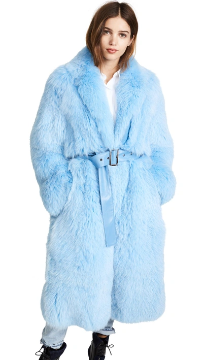 Shop Saks Potts Lake Fur Coat In Blue