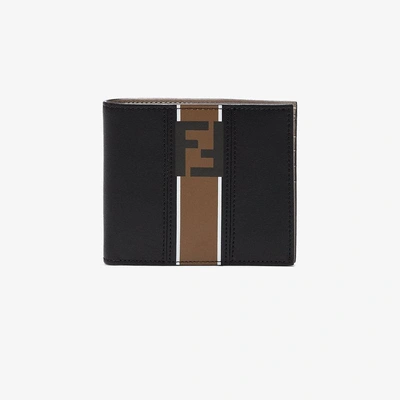 Shop Fendi Black Bi-fold Logo Leather Wallet