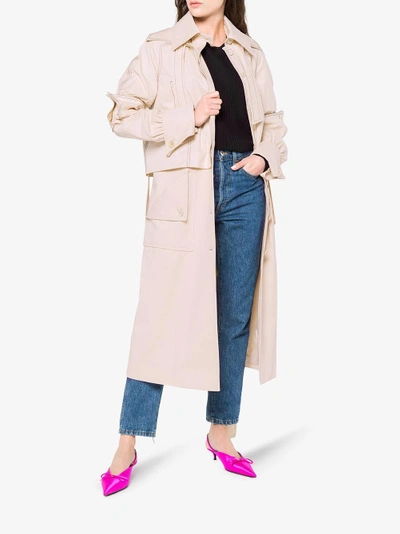 Shop Jw Anderson Calico Double Layer Trench Coat In Nude&neutrals