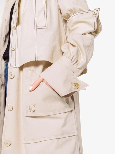 Shop Jw Anderson Calico Double Layer Trench Coat In Nude&neutrals