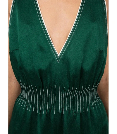 Shop Valentino Dark Green Contrast Stitched Jumpsuit