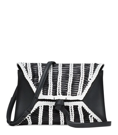 Shop Stuart Weitzman The Petitebwh In Black And White Woven Leather