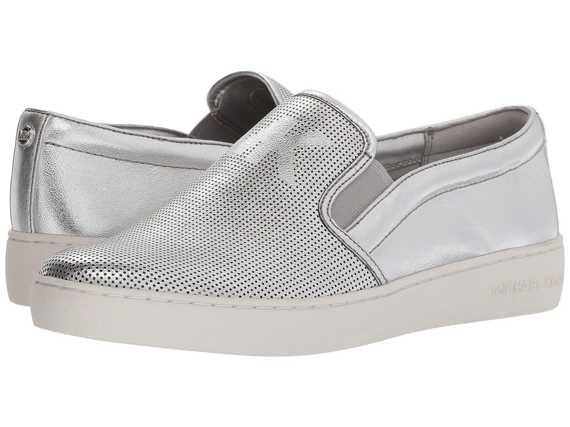 michael kors silver slip on shoes