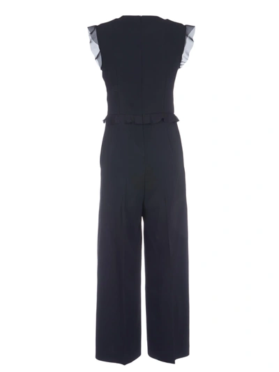 Shop Red Valentino Ruffled Front Jumpsuit In Nero