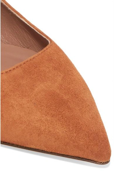 Shop Tabitha Simmons Hermione Suede Point-toe Flats In Camel