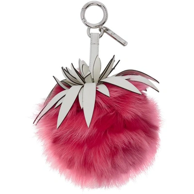 Shop Fendi Pink Fur Pineapple Keychain In F11dt Fuchi