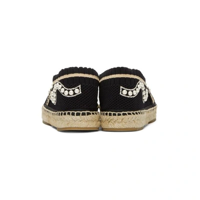 Shop Fendi Black Knit Pearl Espadrilles In F112o Black