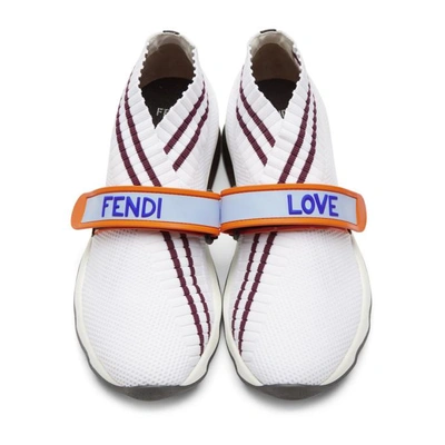 Shop Fendi White Love  Knit Sneakers