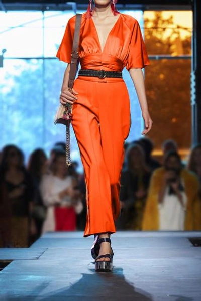 Shop Diane Von Furstenberg Cape-effect Satin Blouse In Orange