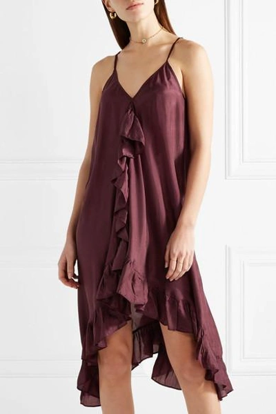 Shop Mes Demoiselles Pamina Ruffled Silk-voile Dress In Plum