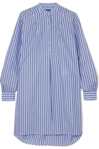Shop Alexa Chung Striped Cotton-poplin Shirt Dress In Blue