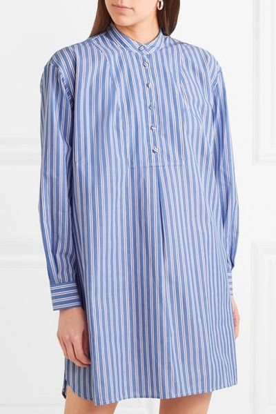 Shop Alexa Chung Striped Cotton-poplin Shirt Dress In Blue