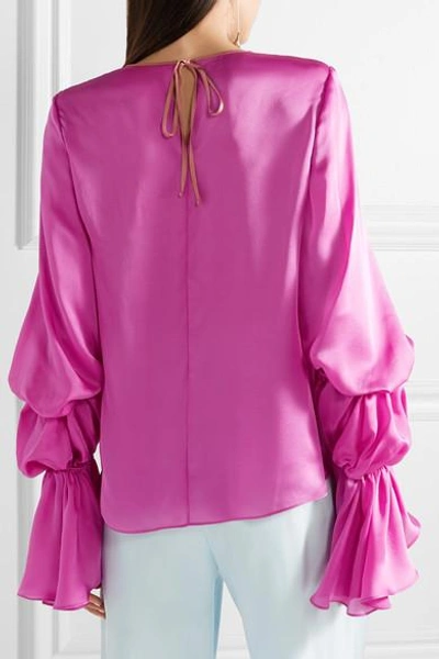 Shop Roksanda Nezu Silk-satin Blouse In Magenta