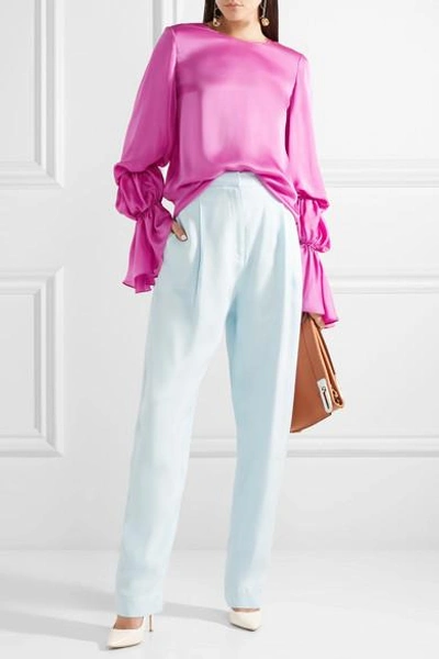 Shop Roksanda Nezu Silk-satin Blouse In Magenta