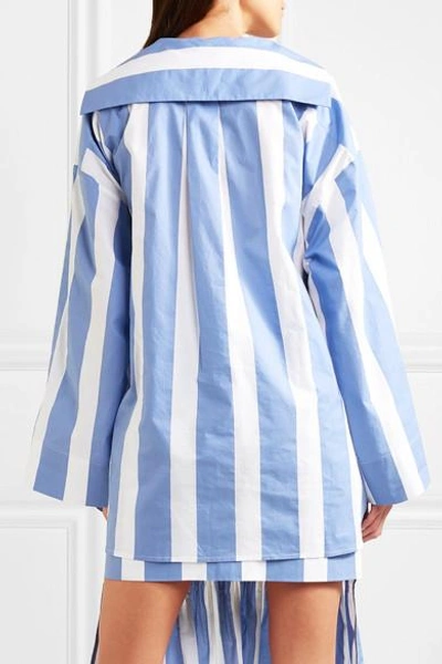 Shop Pushbutton Oversized Striped Cotton-poplin Shirt In Blue