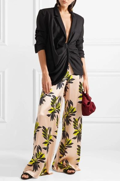 Shop Roksanda Bohri Floral-print Silk-satin Wide-leg Pants In Pastel Pink