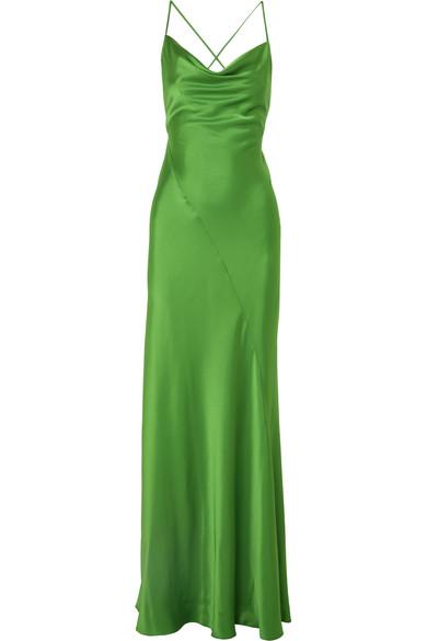 dvf green silk dress