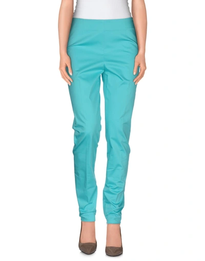 Shop Moschino Casual Pants In Turquoise