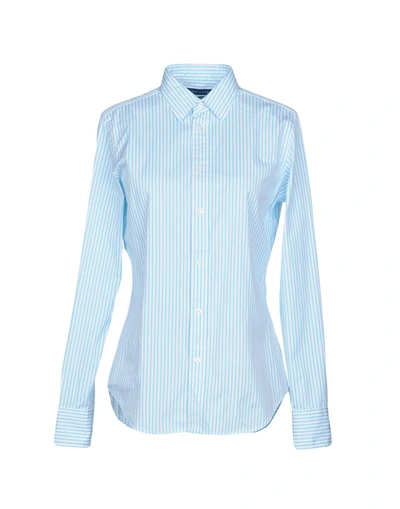 Shop Ralph Lauren Striped Shirt In Sky Blue