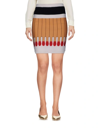 Shop Moschino Woman Mini Skirt Camel Size 4 Virgin Wool In Beige