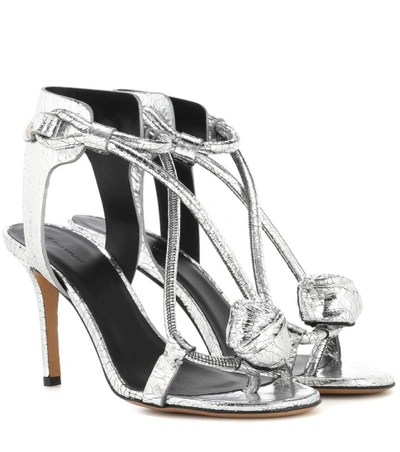 Shop Isabel Marant Ablee Metallic Leather Sandals In Silver