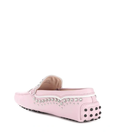 Shop Tod's Gommino Studded Leather Loafers In Pink