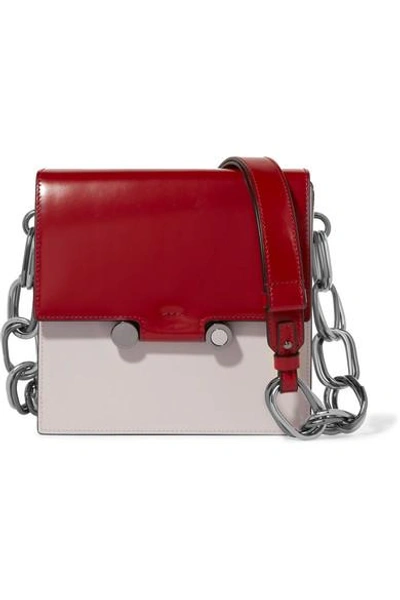 Shop Marni Box Patent-leather Shoulder Bag In Red