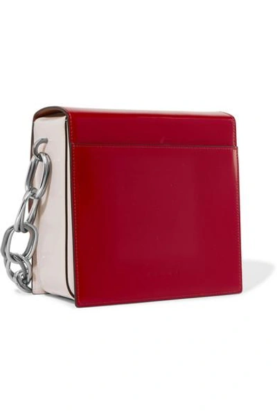 Shop Marni Box Patent-leather Shoulder Bag In Red