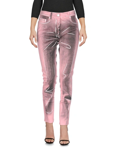 Shop Moschino Denim Pants In Pink