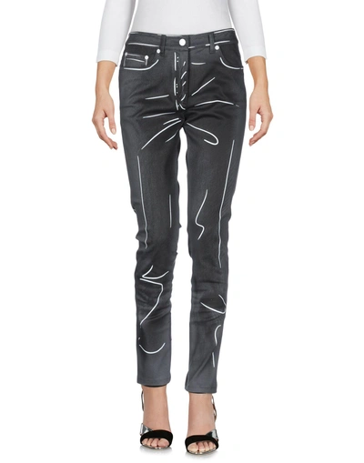 Shop Moschino Denim Pants In Steel Grey