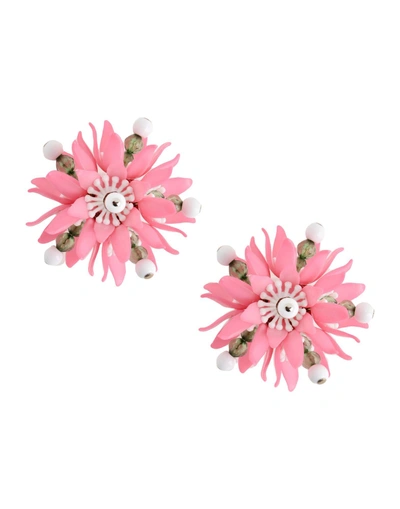 Shop Moschino Woman Earrings Pink Size - Plastic