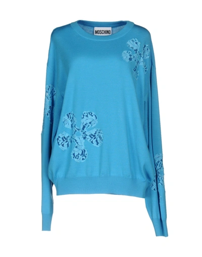 Shop Moschino Sweaters In Azure
