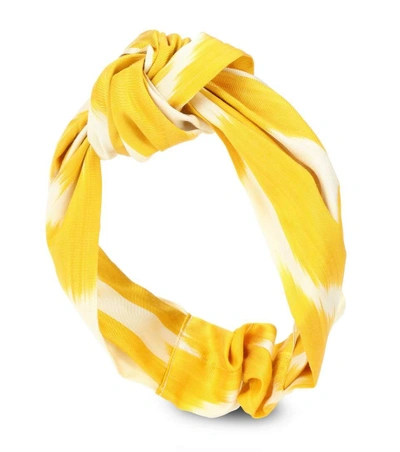 Shop Jennifer Behr Ikat Marin Cotton Turban In Yellow