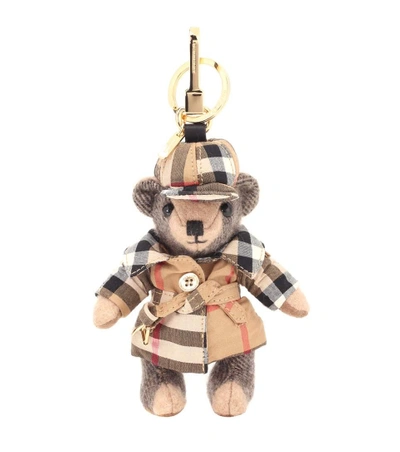 Shop Burberry Thomas Bear Cashmere Bag Charm In Beige