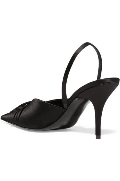 Shop Balenciaga Knife Satin Slingback Pumps In Black