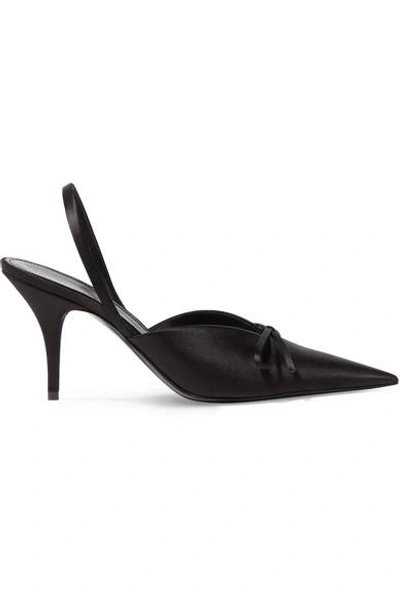 Shop Balenciaga Knife Satin Slingback Pumps In Black