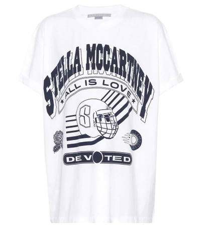 Shop Stella Mccartney Logo Printed Cotton T-shirt In White