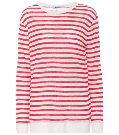 Shop Alexander Wang T Striped Long-sleeved Top In Red