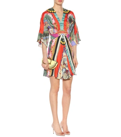 Shop Etro Printed Silk-blend Minidress In Multicoloured