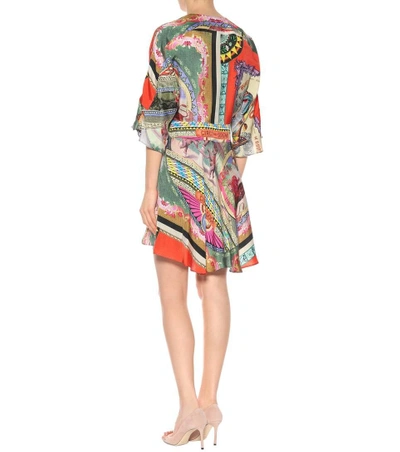 Shop Etro Printed Silk-blend Minidress In Multicoloured