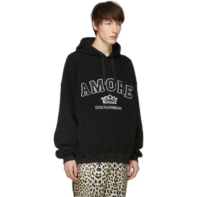 Shop Dolce & Gabbana Dolce And Gabbana Black Amore Hoodie In N0000 Black