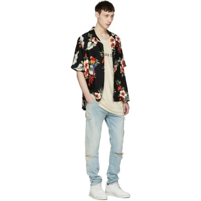 Shop Rhude Black Falling For You Hawaiian Shirt