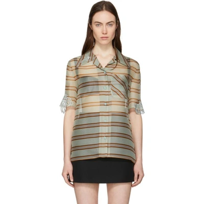 Shop Fendi Multicolor Sheer Striped Palm Shirt In F12cn Multi