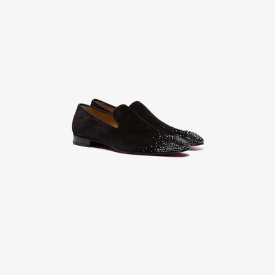 Christian Louboutin Black Suede Dandelion Spikes Smoking Slippers