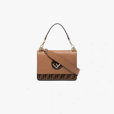 Shop Fendi Kan I Medium Leather Shoulder Bag In Brown
